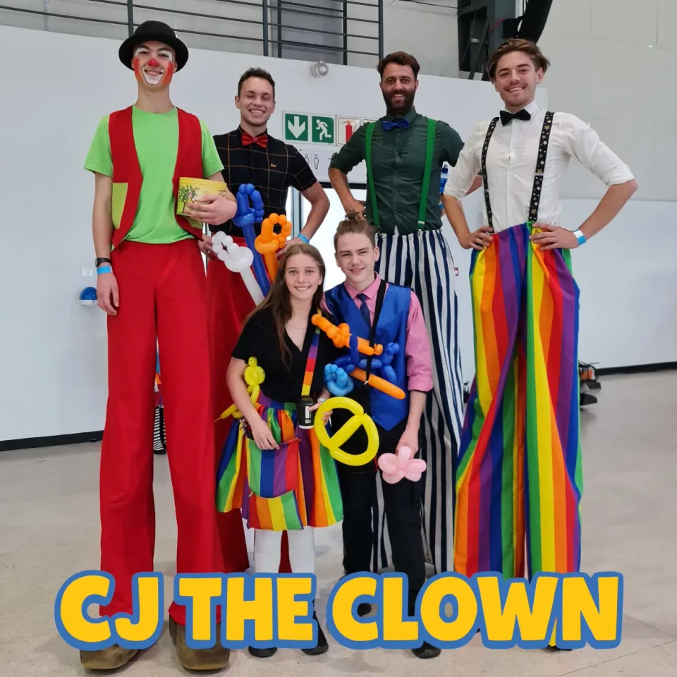 CJ the Clown stilt walking